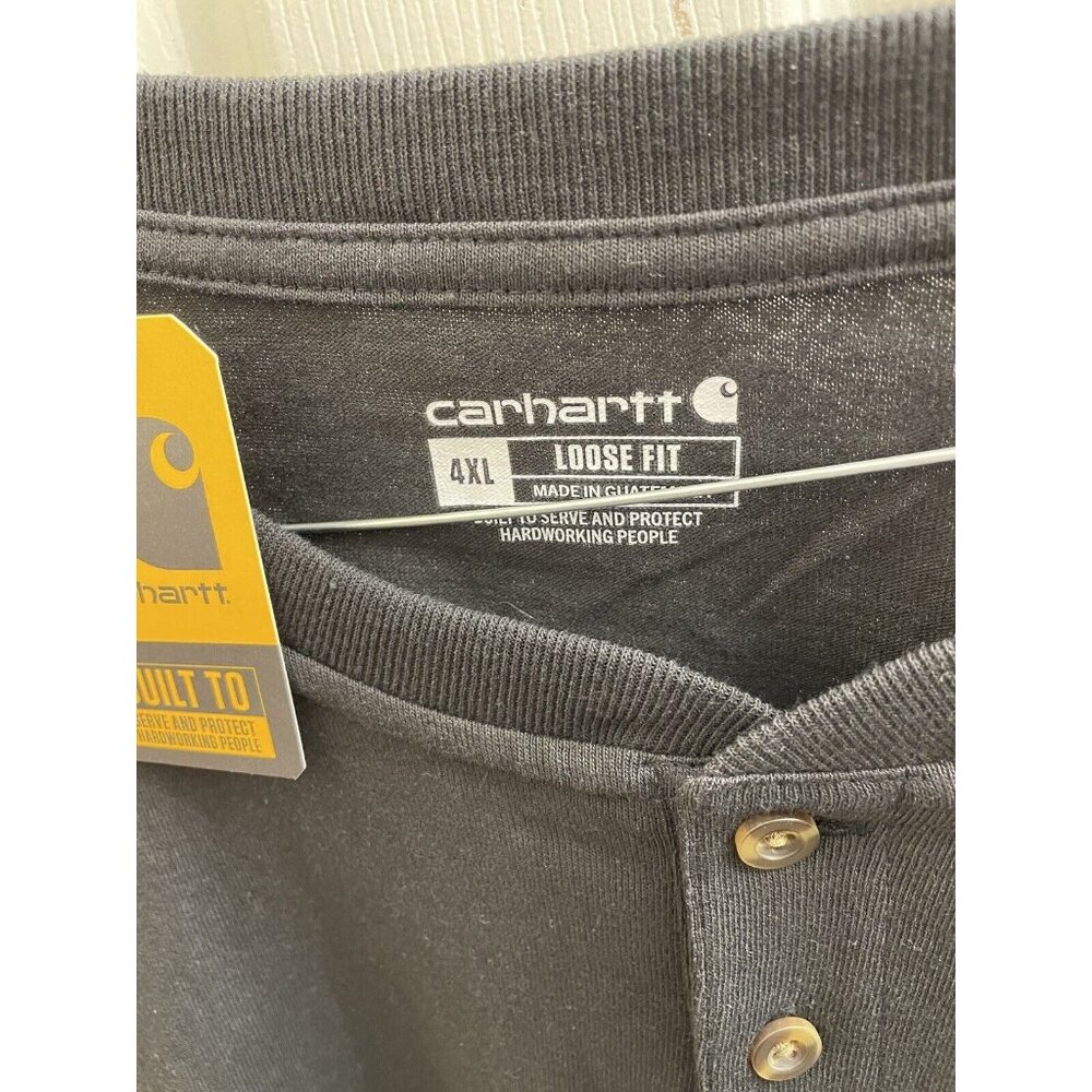 Carhartt Long Sleeve Henley Black 4x Shirt Model TK0128-M - Picture 9 of 10